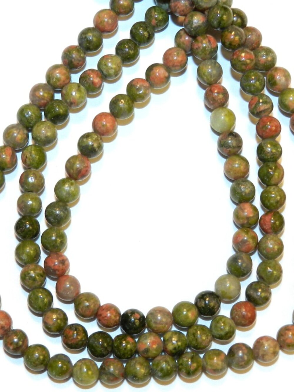 GR242 Orange & Green Marbled Unakite Epidote 4mm Round Gemstone Beads 15" - Picture 4 of 4
